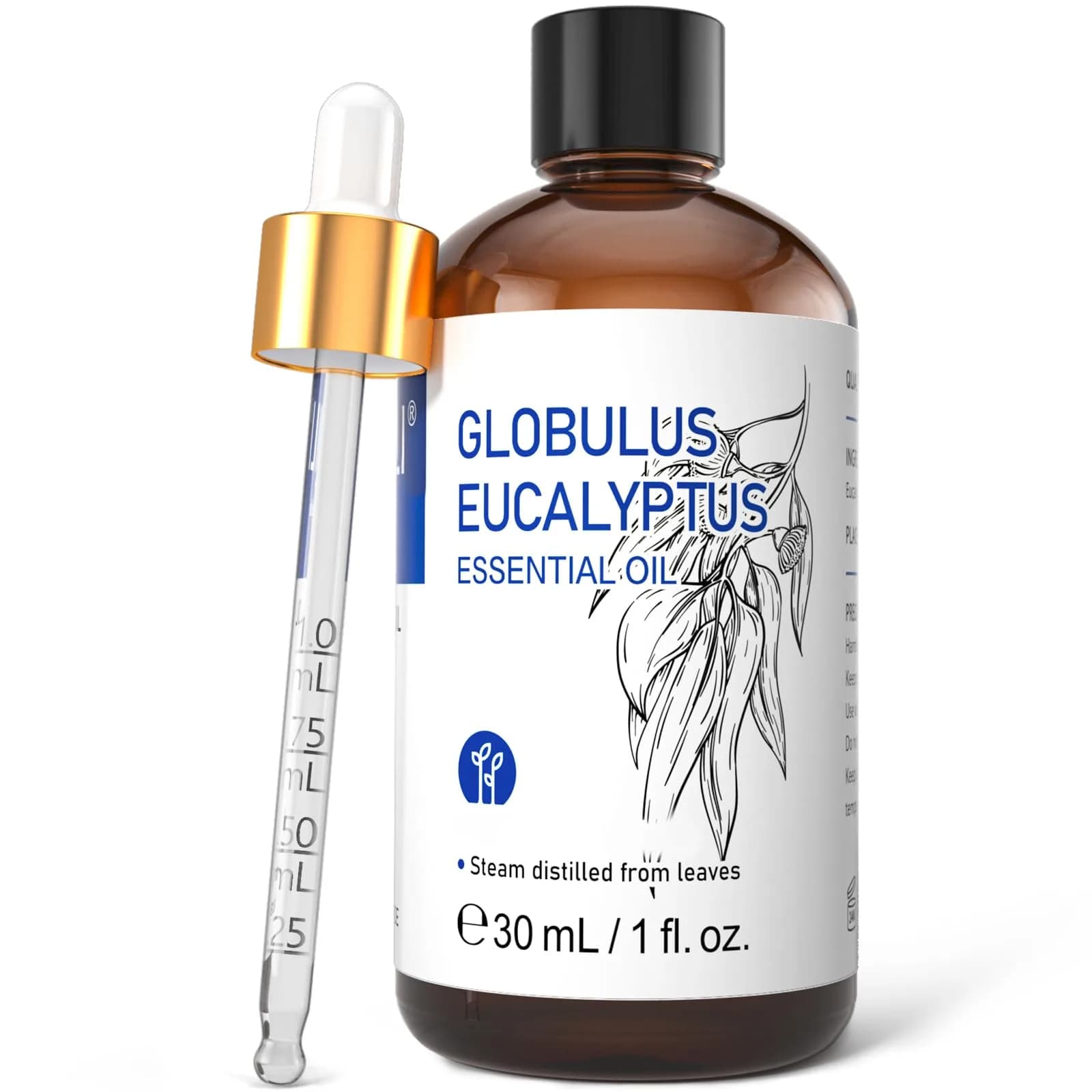 HIQILI Eucalyptus Essential Oil with Glass Dropper, 30ml (1 Fl Oz) | Pure Therapeutic Grade for Diffuser & Skin - main product image