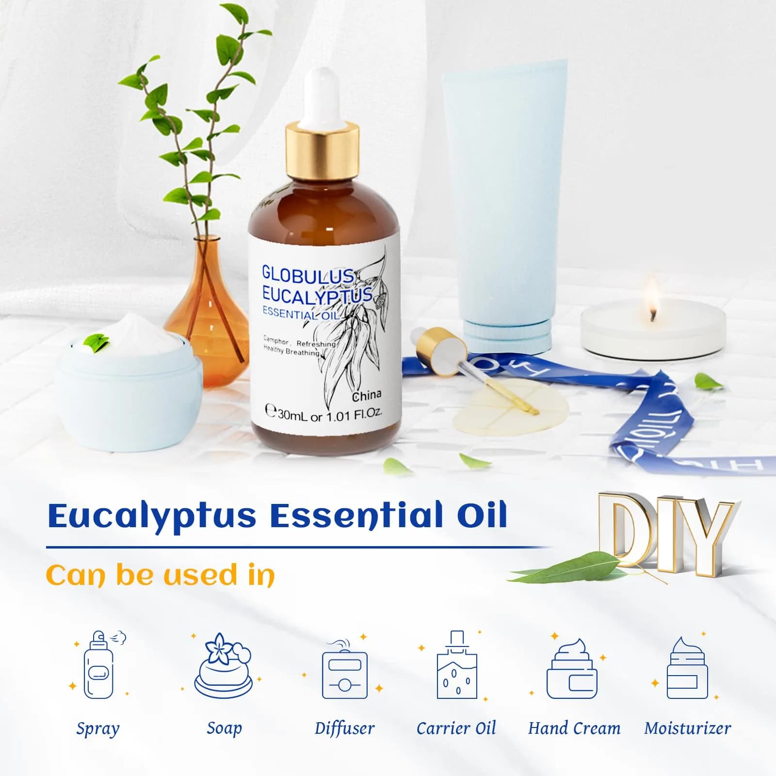 HIQILI Eucalyptus Essential Oil 30ml (1.01 Fl Oz) | Steam Distilled for Aromatherapy & DIY - view 5