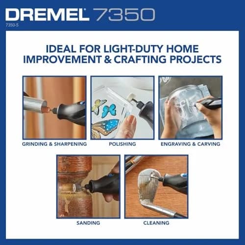 Dremel 7350 4V Cordless Rotary Tool Kit with 5 Accessories, 12000 RPM, USB-C Rechargeable Battery | Lightweight DIY & Crafting Tool thumbnail 7