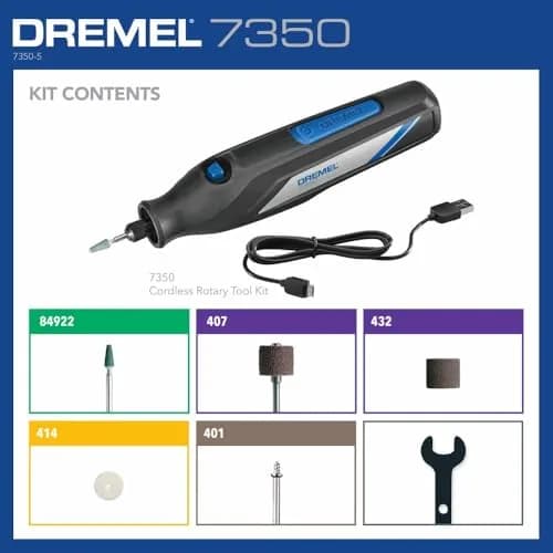 Dremel 7350 4V Cordless Rotary Tool Kit with 5 Accessories, 12000 RPM, USB-C Rechargeable Battery | Lightweight DIY & Crafting Tool thumbnail 3