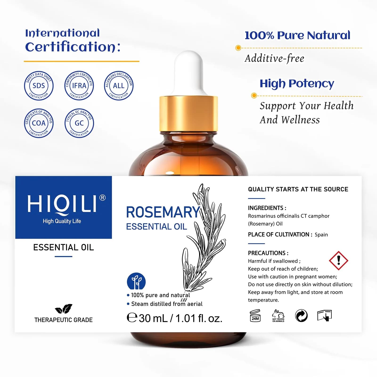 HIQILI Rosemary Essential Oil, 30ml (1 Fl Oz) | Pure Natural for Hair Growth & Scalp Care - view 7