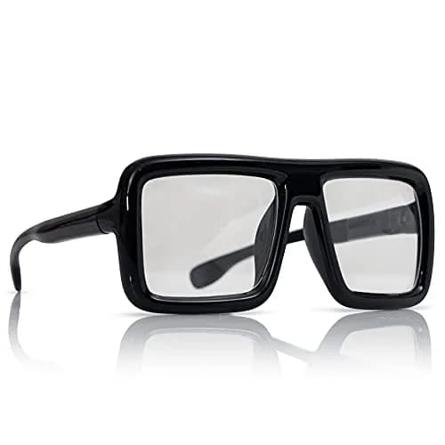 Skeleteen Big Fake Oversized Black Glasses – Thick Shiny Square Frames Nerd Costume Accessory (One Size) thumbnail 1