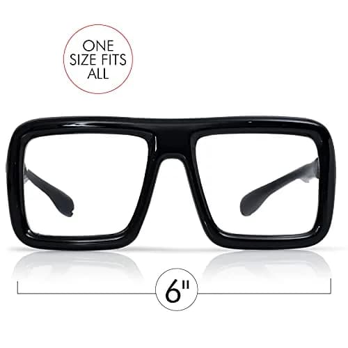 Skeleteen Big Fake Oversized Black Glasses – Thick Shiny Square Frames Nerd Costume Accessory (One Size) thumbnail 6