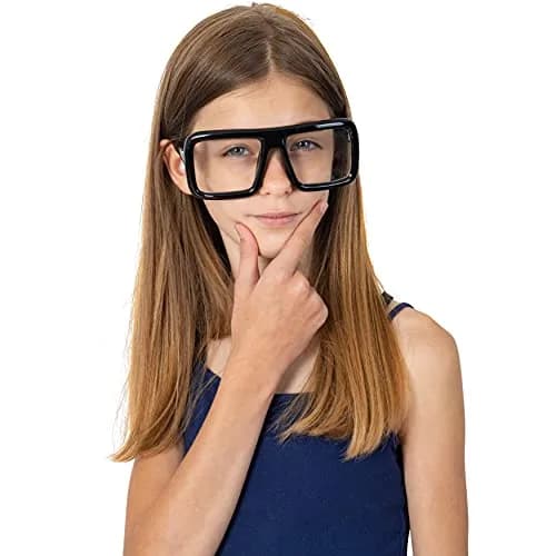 Skeleteen Big Fake Oversized Black Glasses – Thick Shiny Square Frames Nerd Costume Accessory (One Size) thumbnail 3