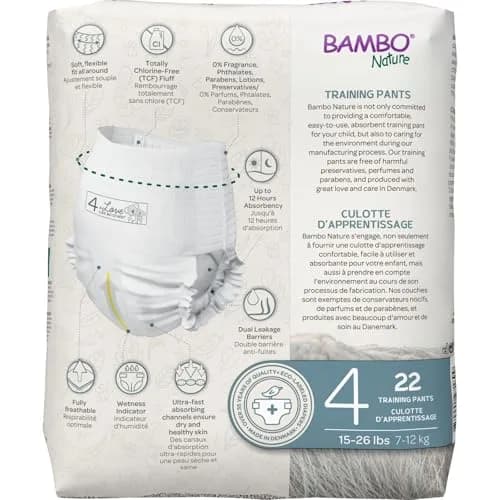 AmazonUs/KCKAC Bambo Nature Hypoallergenic Training Pants Size 4 | Chlorine-Free, Skin Friendly, Eco-Labeled (23.4 inches, 8.6 lbs) thumbnail 6