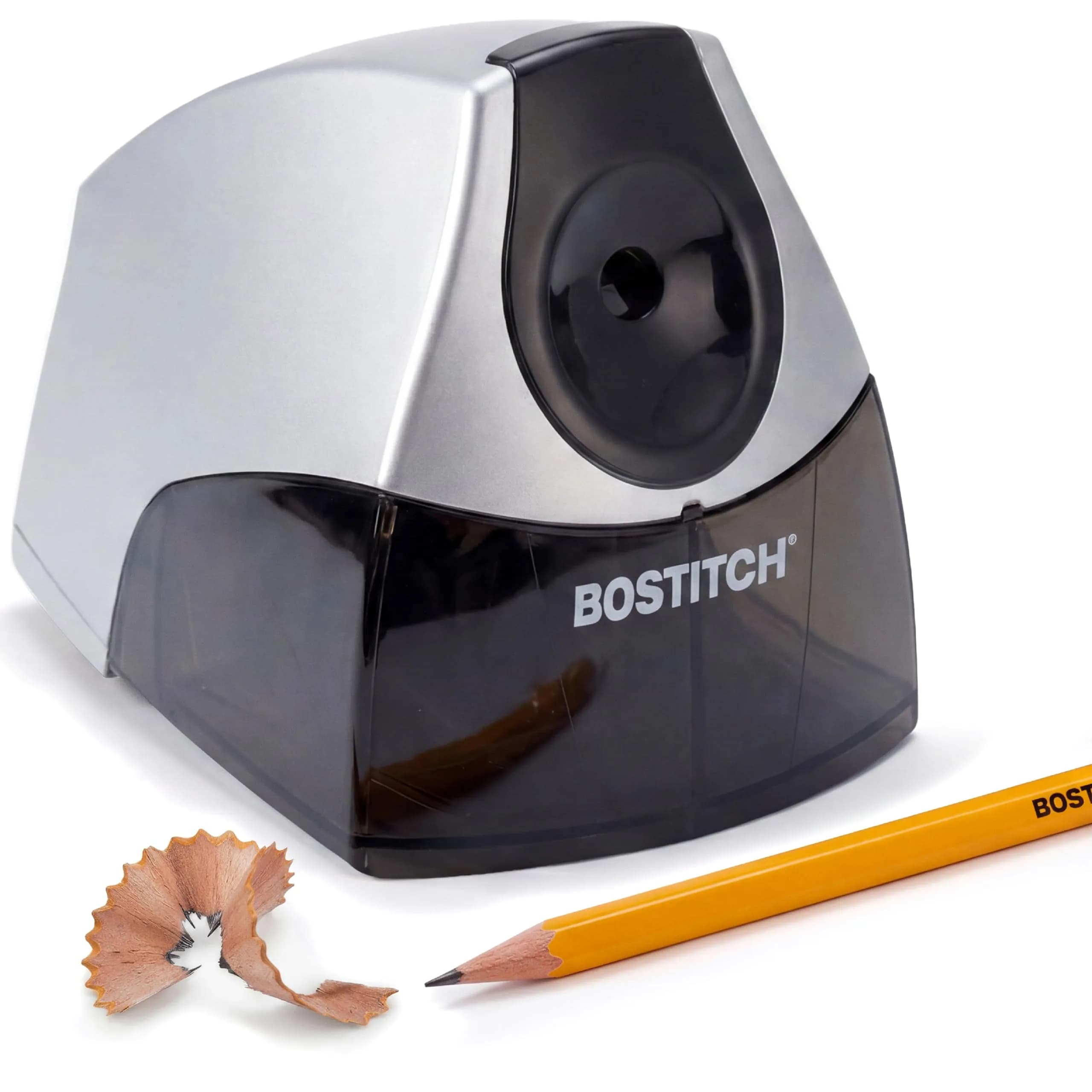 Bostitch Office Electric Pencil Sharpener Silver | Stall-Free, Heavy Duty, Compact Design