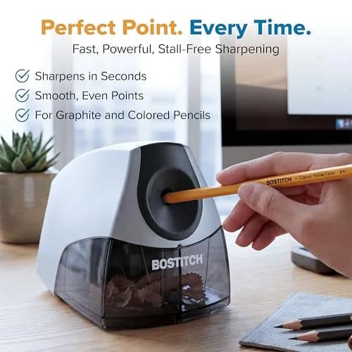 Bostitch Office Electric Pencil Sharpener Silver | Stall-Free, Heavy Duty, Compact Design thumbnail 4