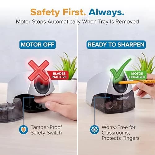 Bostitch Office Electric Pencil Sharpener Silver | Stall-Free, Heavy Duty, Compact Design thumbnail 3