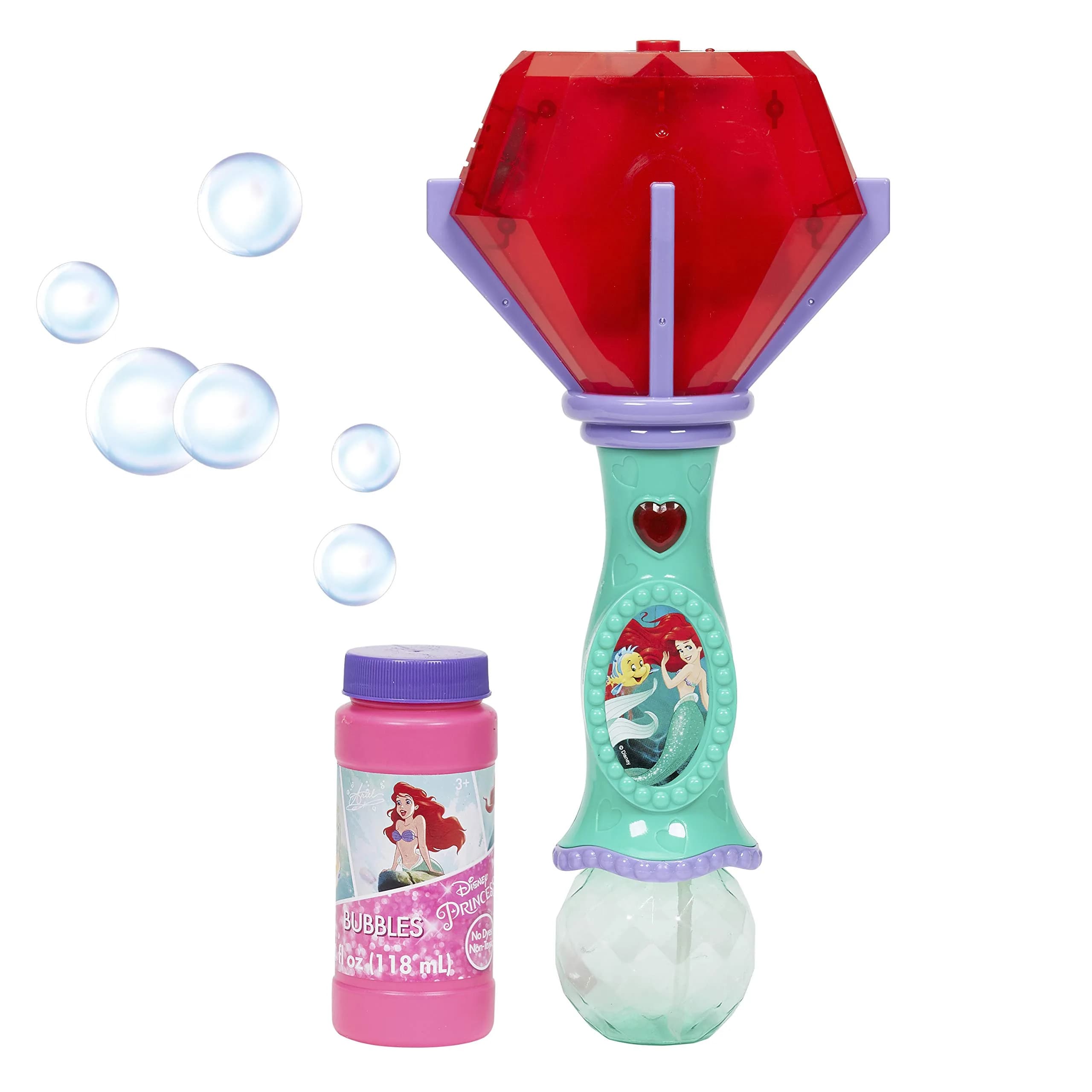 Little Kids Cocomelon Musical Bubble Wand with Lights & Sounds, 120ml (4fl oz) Bubble Solution — Little Mermaid