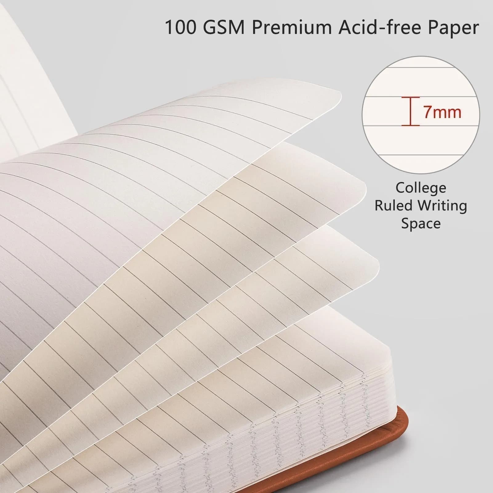 RETTACY A5 Lined Journal Notebook - Rich Brown Cover (5.7'' x 8.3''), 192 Pages | Acid-Free Paper for Office & Students - view 3