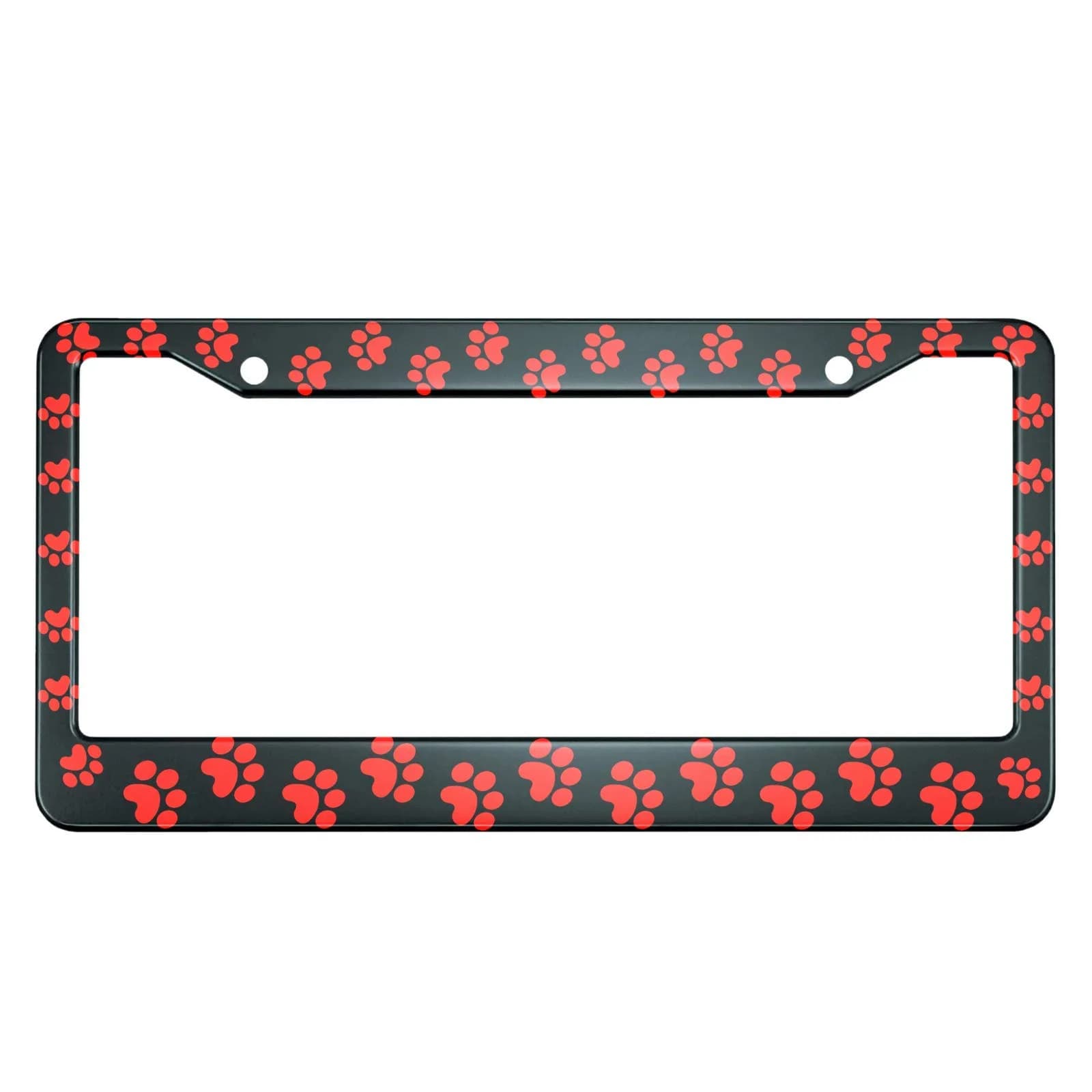 HOSNYE Animal Dog Paw License Plate Frame 12 x 6 Inch | Red Paw Metal Cover for US Vehicles