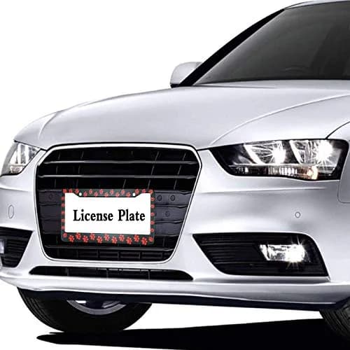 HOSNYE Animal Dog Paw License Plate Frame 12 x 6 Inch | Red Paw Metal Cover for US Vehicles thumbnail 4