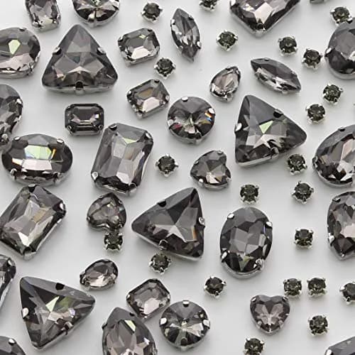 TANOSII Mixed Shapes Glass Sew-On Rhinestones 100 PCS | Crystal Gems with Silver Claw for Jewelry Crafts Clothes Shoes Costume Garment thumbnail 1