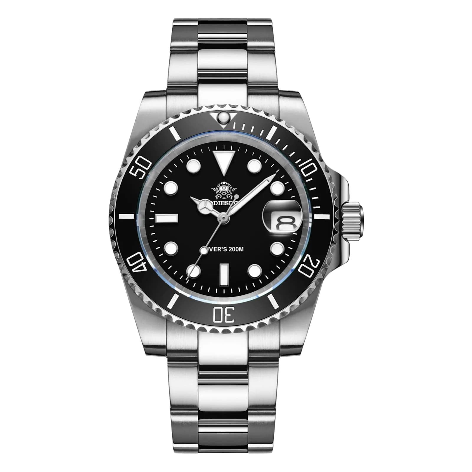 ADDIESDIVE Men's Quartz Dive Watch 41mm Black Dial Stainless Steel | 200M Water Resistant — black
