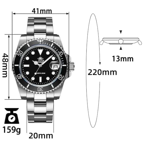 ADDIESDIVE Men's Quartz Dive Watch 41mm Black Dial Stainless Steel | 200M Water Resistant thumbnail 4