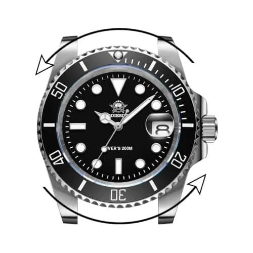 ADDIESDIVE Men's Quartz Dive Watch 41mm Black Dial Stainless Steel | 200M Water Resistant thumbnail 2