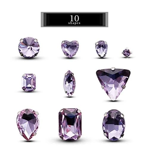 TANOSII Mixed Shapes Glass Sew-On Rhinestones 100 PCS | Crystal Gems with Silver Claw for Jewelry, Crafts, Clothes, Shoes, Costume, Garment (Mixed Colors A) thumbnail 2