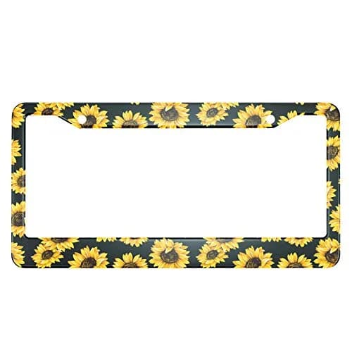 HOSNYE Watercolor Sunflower License Plate Frame 12" X 6" | Colorful Metal Car Tag Cover for Women Men US Vehicles thumbnail 1