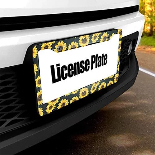 HOSNYE Watercolor Sunflower License Plate Frame 12" X 6" | Colorful Metal Car Tag Cover for Women Men US Vehicles thumbnail 5