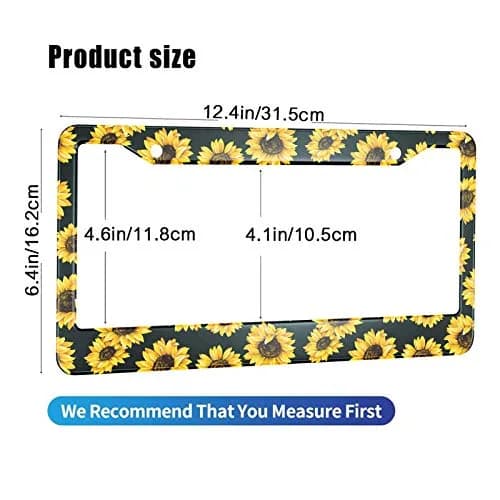 HOSNYE Watercolor Sunflower License Plate Frame 12" X 6" | Colorful Metal Car Tag Cover for Women Men US Vehicles thumbnail 2
