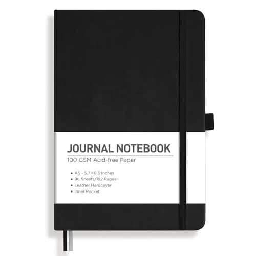 RETTACY Graph Grid Paper Notebook A5 (5.7'' x 8.3'') 192 Pages | Engineering Paper for Students — Lined / Black