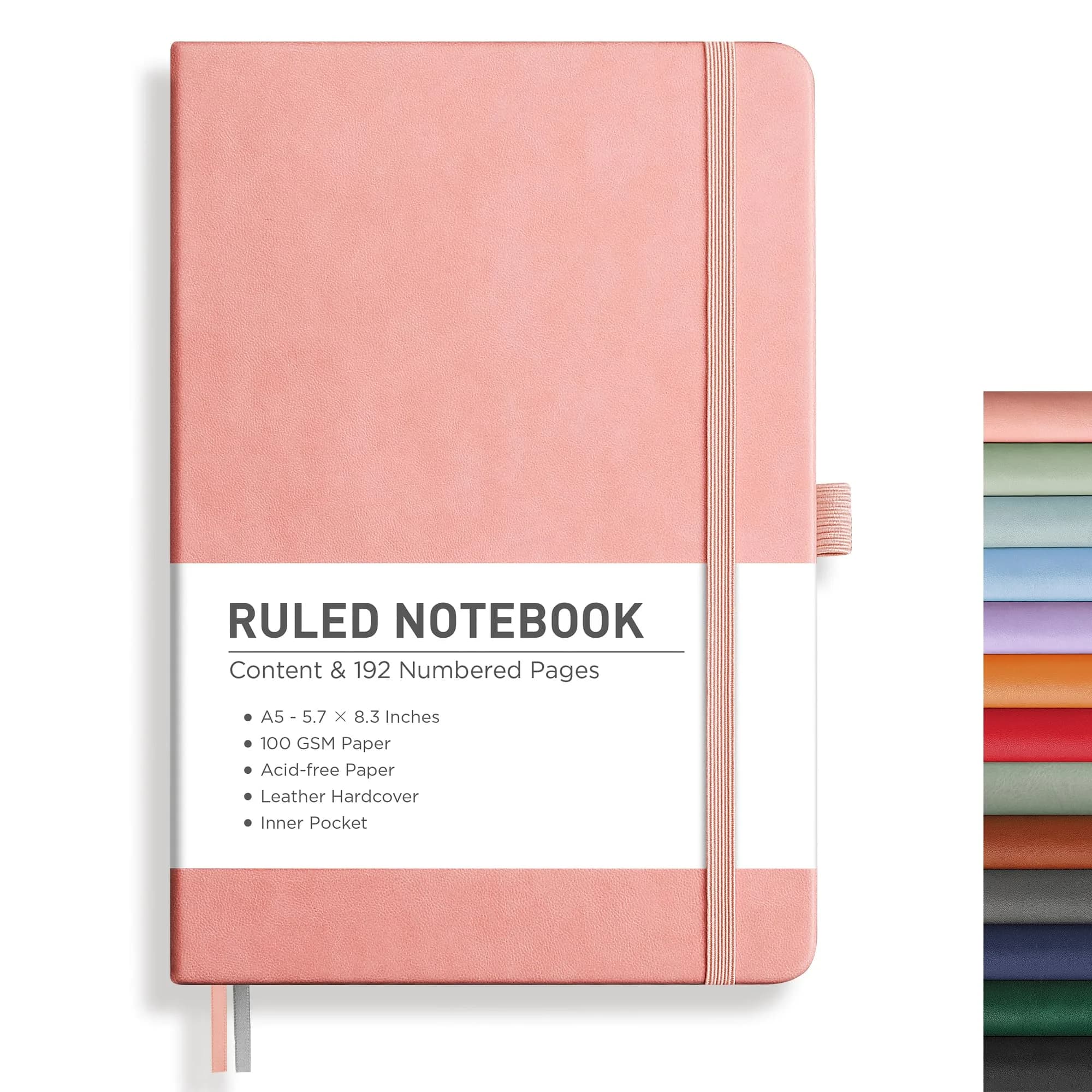 RETTACY Dotted Journal Notebook A5 Navy Blue 192 Pages | Smooth Acid-Free Paper for Bullet Journaling — Lined / Pink
