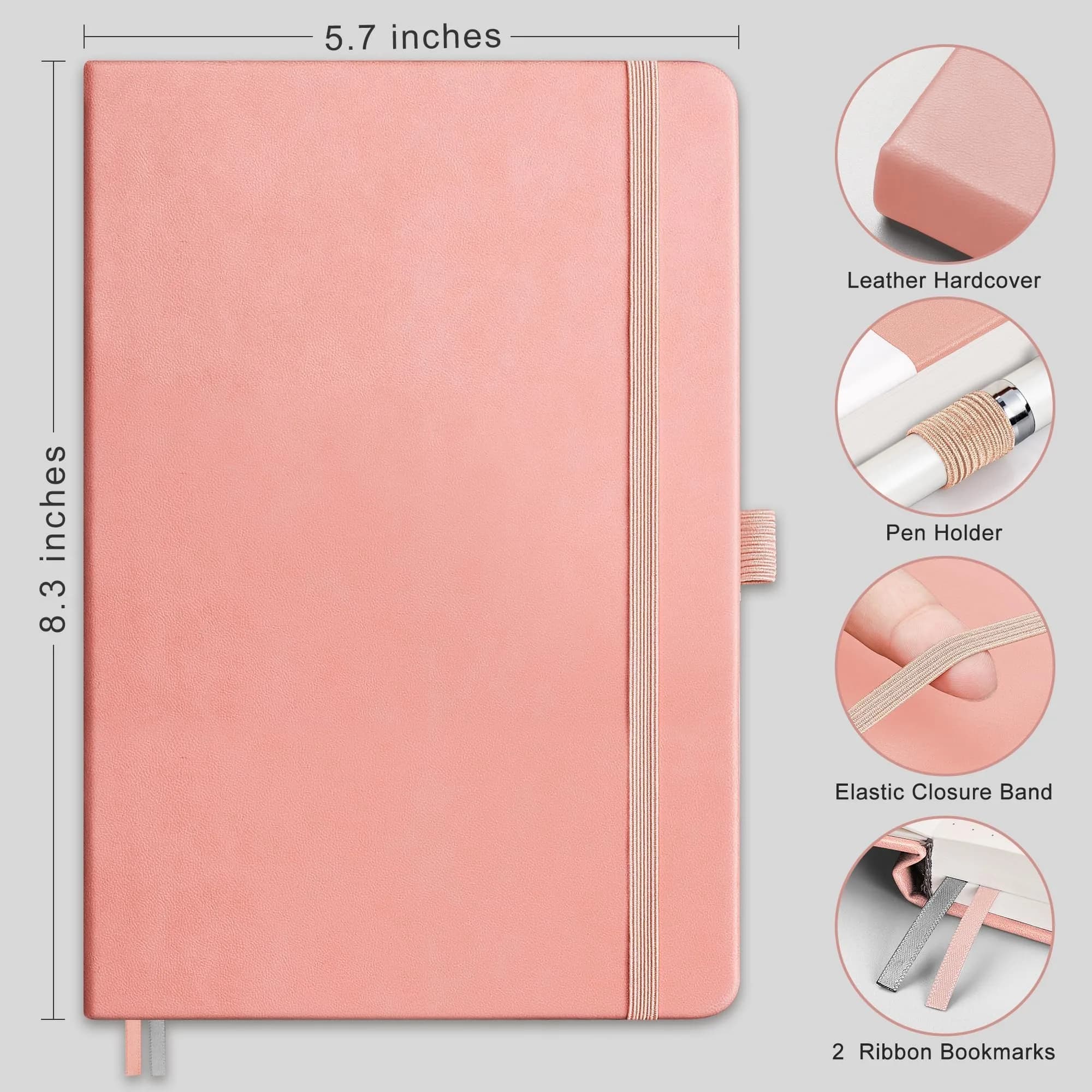 RETTACY Lined Journal Notebook A5 Pink 192 Pages | Acid-Free Paper for Smooth Writing - view 2