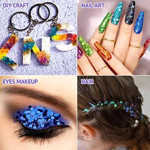 LEOBRO Holographic Chunky Glitter 32 Colors | Sparkling Craft Flakes for Resin, Nails & Face thumbnail 3