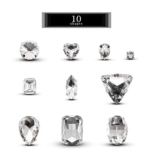 TANOSII Mixed Shapes Glass Sew-On Rhinestones 100 PCS | Crystal Gems with Silver Claw for Jewelry, Crafts, Clothes, Shoes, Costume, Garment thumbnail 2