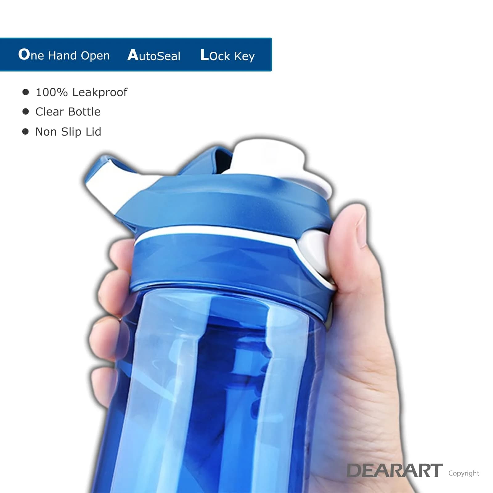 DEARART Blue 750ml (25.4oz) Water Bottle | Leakproof, Wide Mouth, One-Handed Flip-Top Lid - view 5