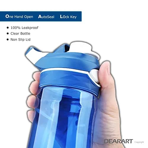 DEARART Blue 750ml (25.4oz) Water Bottle | Leakproof, Wide Mouth, One-Handed Flip-Top Lid thumbnail 5