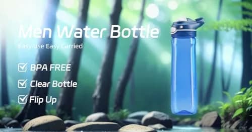 DEARART Blue 750ml (25.4oz) Water Bottle | Leakproof, Wide Mouth, One-Handed Flip-Top Lid thumbnail 6