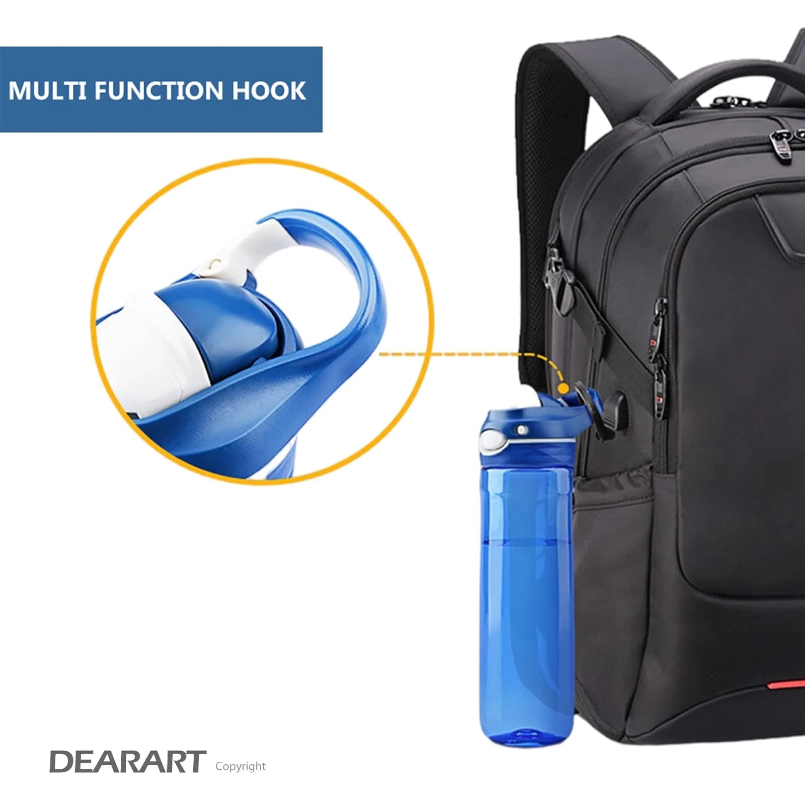DEARART Blue 750ml (25.4oz) Water Bottle | Leakproof, Wide Mouth, One-Handed Flip-Top Lid - view 7