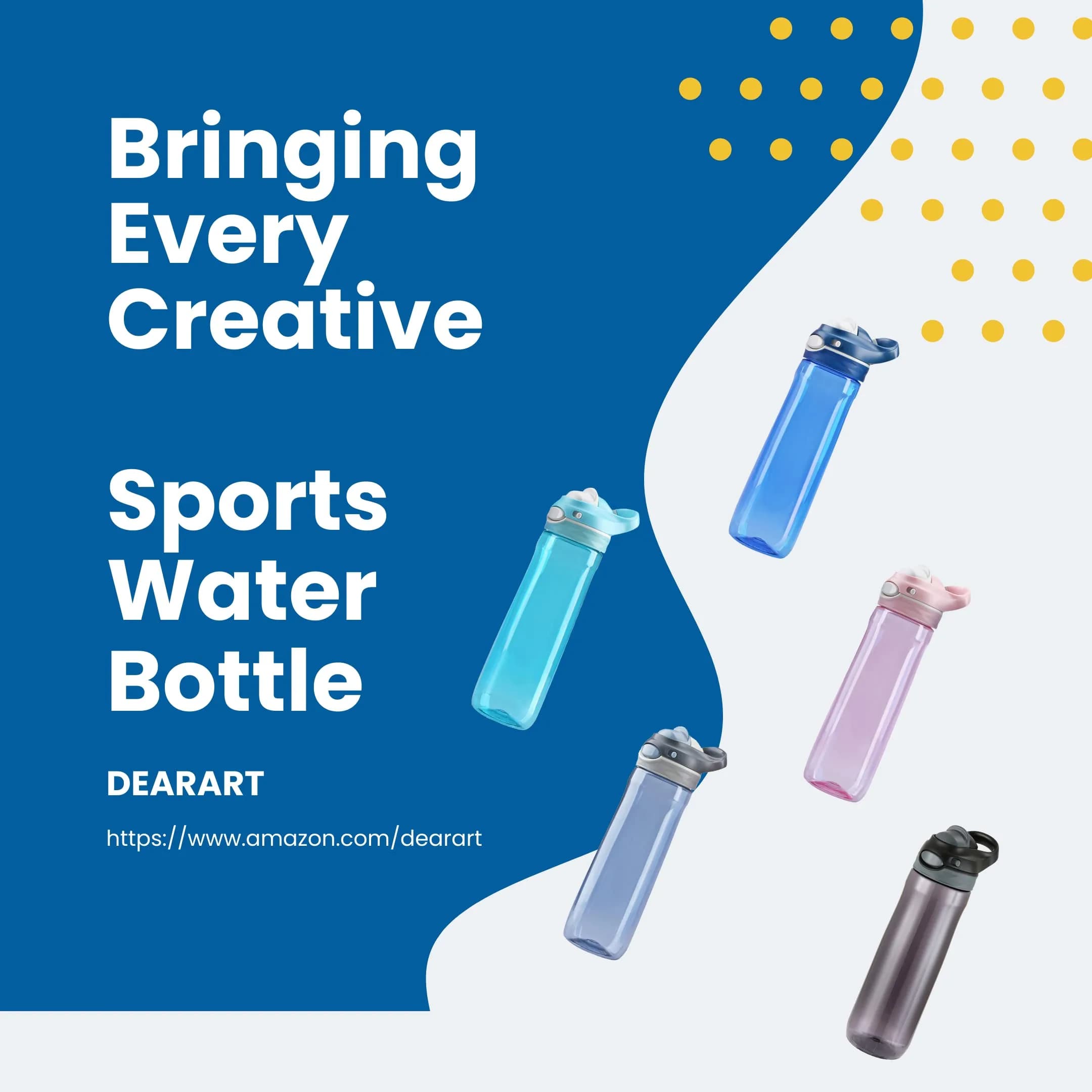 DEARART Blue 750ml (25.4oz) Water Bottle | Leakproof, Wide Mouth, One-Handed Flip-Top Lid - view 8