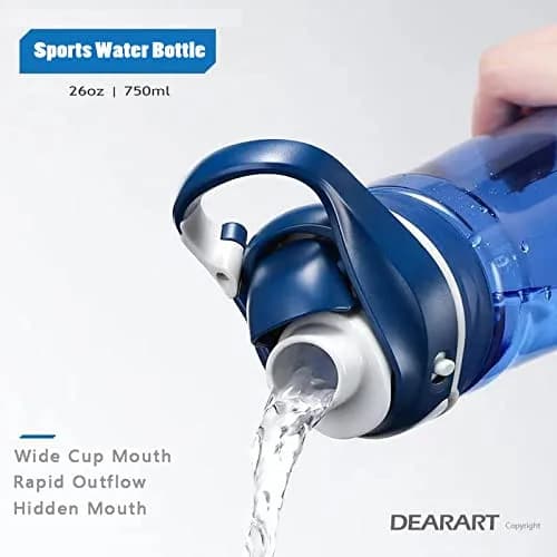 DEARART Blue 750ml (25.4oz) Water Bottle | Leakproof, Wide Mouth, One-Handed Flip-Top Lid thumbnail 2