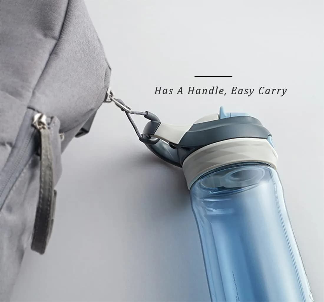 DEARART 750ml (25.4oz) Grey Water Bottle with Hidden No Straw Flip Top | Leakproof Lock Button Handle - view 6