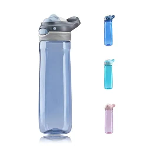 DEARART 750ml (25.4oz) Grey Water Bottle with Hidden No Straw Flip Top | Leakproof Lock Button Handle thumbnail 1