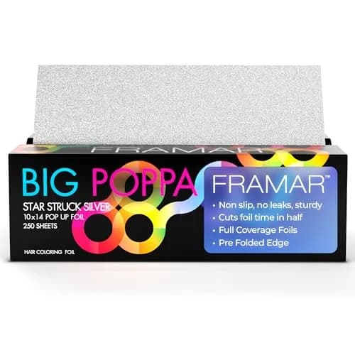 Framar Big Poppa Silver Pop Up Hair Foil 250 Sheets | Professional Embossed Grip for Highlights thumbnail 1