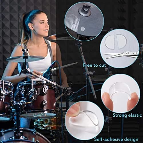 MIKIMIQI Drum Dampeners Gel Pads 16 Pcs Clear Silicone | Tone Control & Noise Reduction thumbnail 3