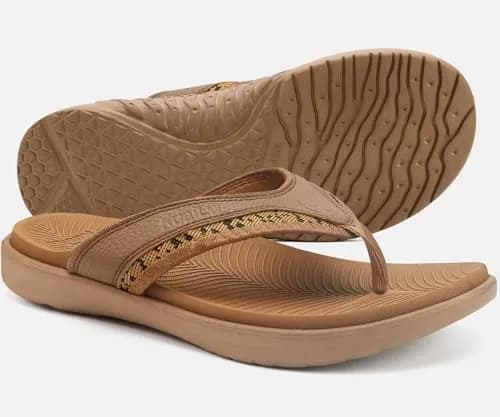 KuaiLu Mens Leather Sport Flip Flops Comfort Orthotic Thong Sandals with Plantar Fasciitis Arch Support for Outdoor Summer | Orthotic Arch Support thumbnail 5