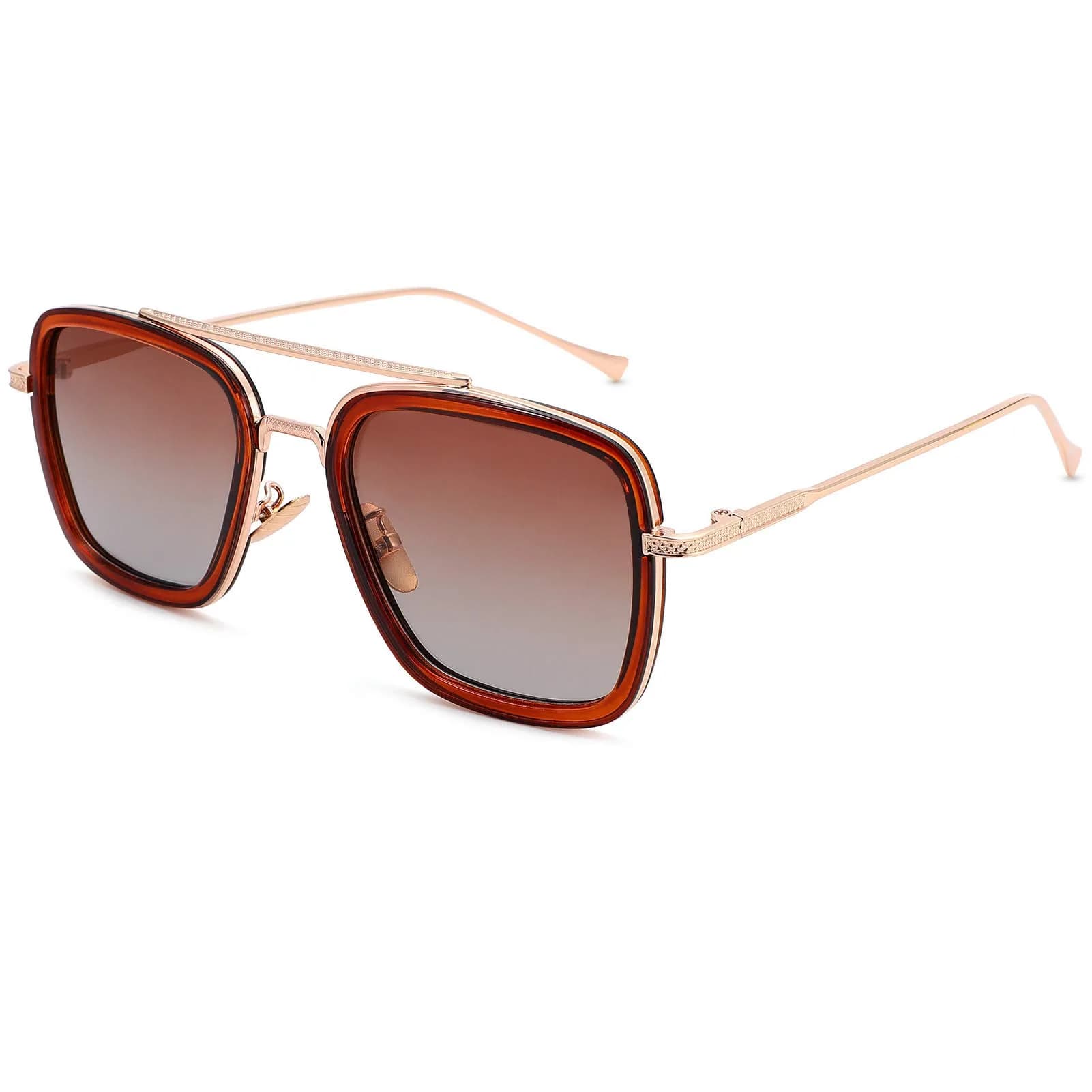 NULOOQ A6* Brown/Gradient Brown Polarized Aviator Sunglasses for Men & Women - main product image