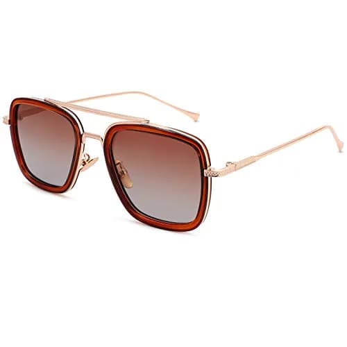 NULOOQ A6* Brown/Gradient Brown Polarized Aviator Sunglasses for Men & Women thumbnail 1