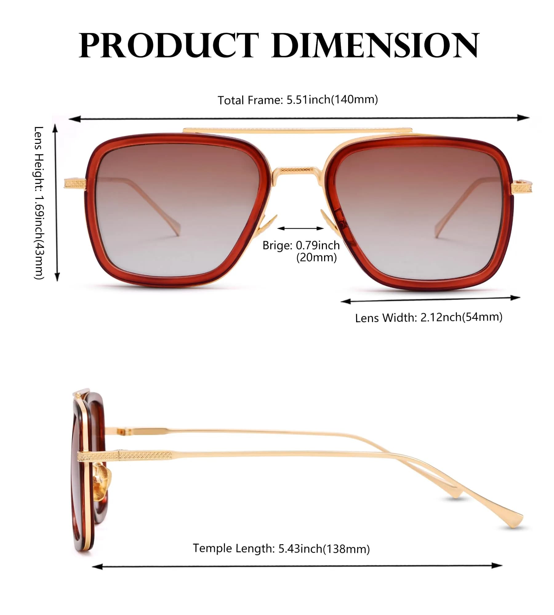 NULOOQ A6* Brown/Gradient Brown Polarized Aviator Sunglasses for Men & Women - view 4
