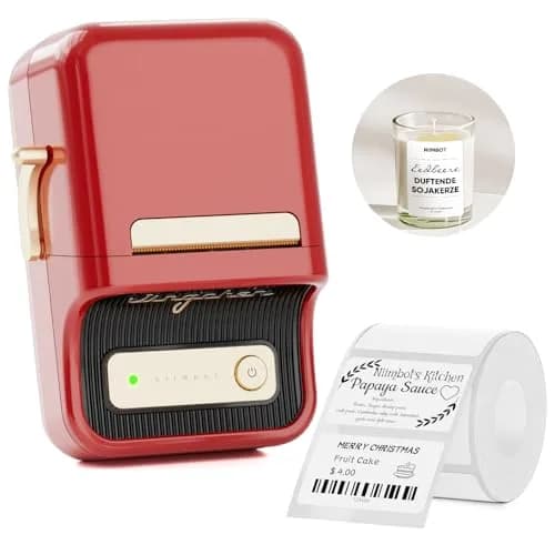 NIIMBOT B21 Label Maker Printer with 1 Pack 50x30mm White Labels | Portable Bluetooth iOS Android Compatible — Red
