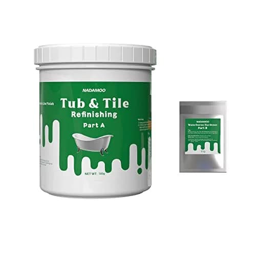 NADAMOO White Tub and Tile Refinishing Kit 500g (17.5 Fl Oz) | Semi-Matte Finish for Ceramic, Porcelain, Fiberglass thumbnail 1