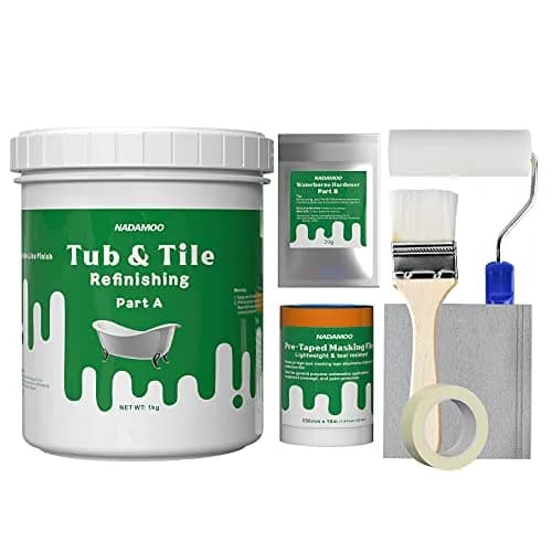 NADAMOO Tub and Tile Refinishing Kit 1kg | Semi-Gloss White for Bathroom & Kitchen thumbnail 1