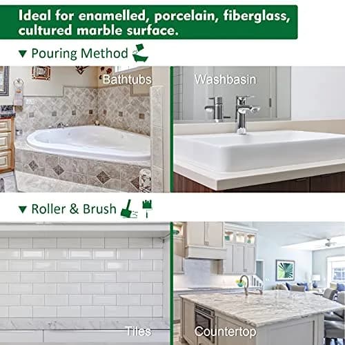 NADAMOO Tub and Tile Refinishing Kit 1kg | Semi-Gloss White for Bathroom & Kitchen thumbnail 8