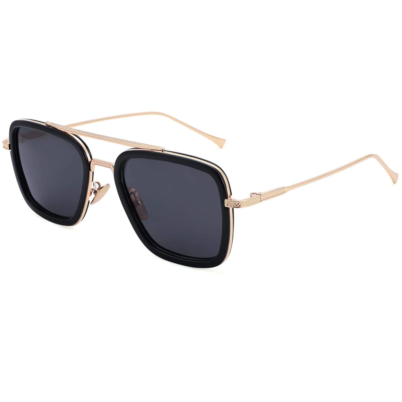 NULOOQ Tony Stark B5* Gold/Gray Polarized Aviator Sunglasses for Men & Women - main product image