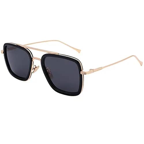 NULOOQ Tony Stark B5* Gold/Gray Polarized Aviator Sunglasses for Men & Women thumbnail 1