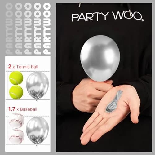 PartyWoo 50pcs 5 Inch Silver Metallic Balloons | ASTM Certified Latex Party Balloons for Birthday, Wedding thumbnail 4
